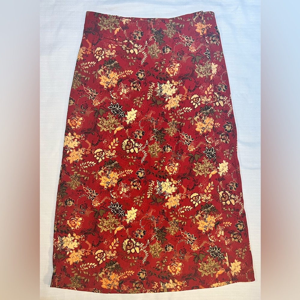 Christopher A Banks Red and Yellow Floral y2k Skirt Medium Large Size 12